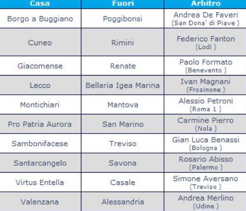 seconda divisione a arbitri sedicesima giornata