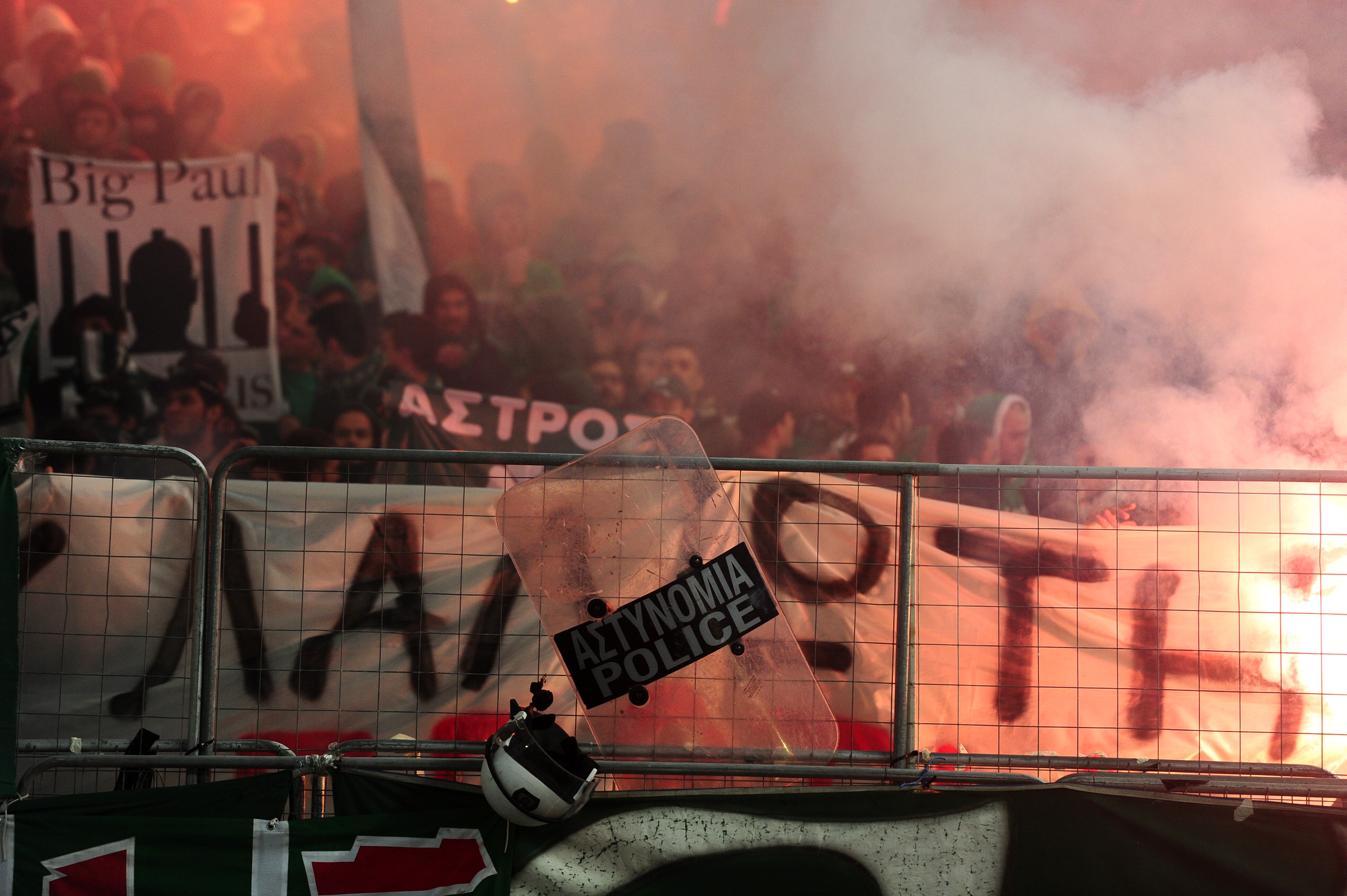 A helmet and a shield of Greek riot poli